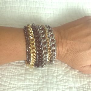 Chunky Black/Gold/Silver Chain Bracelet
